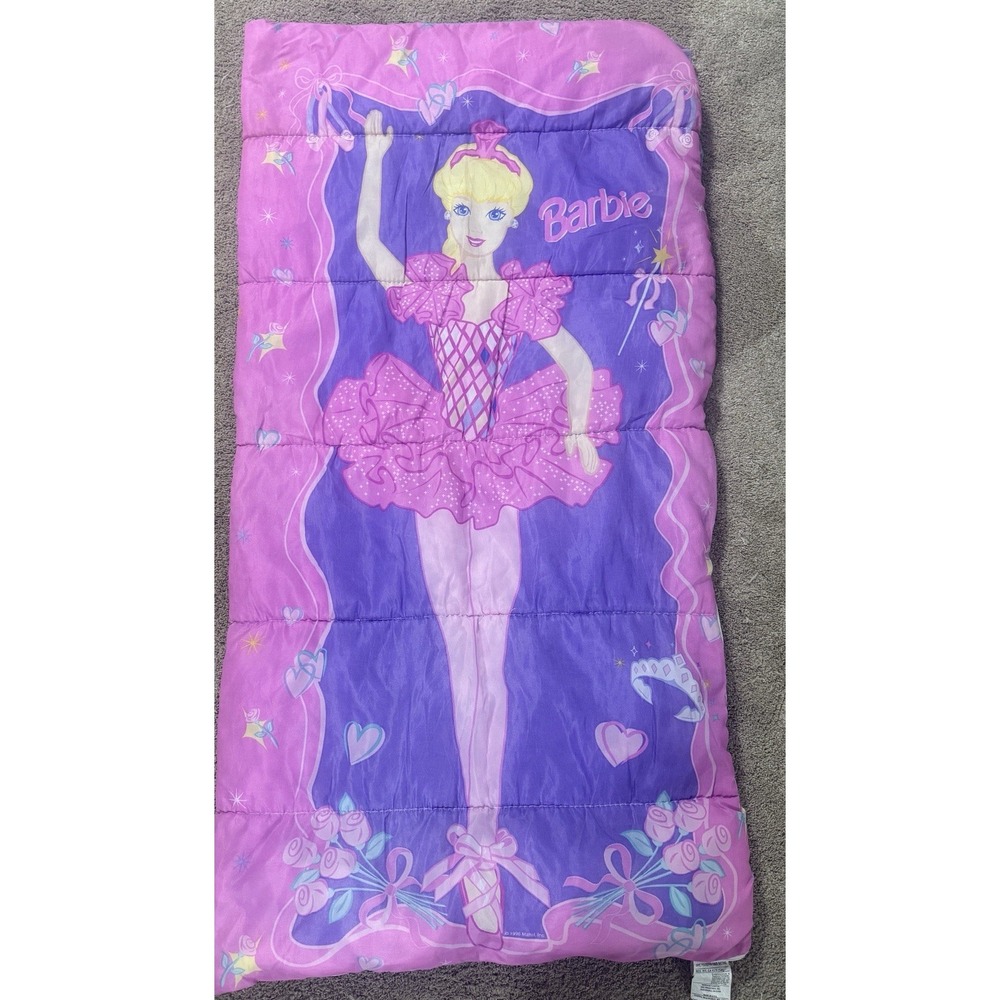 Vintage 1996 Barbie Ballerina Sleeping Bag 30x57 Pink Purple Mattel ERO USA